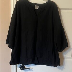 Hot Cotton Black Linen and Cotton Women's Blouse